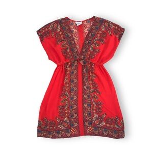 Charming Charlie Paisley Elastic Waist Colorful Cover Up Mini Dress